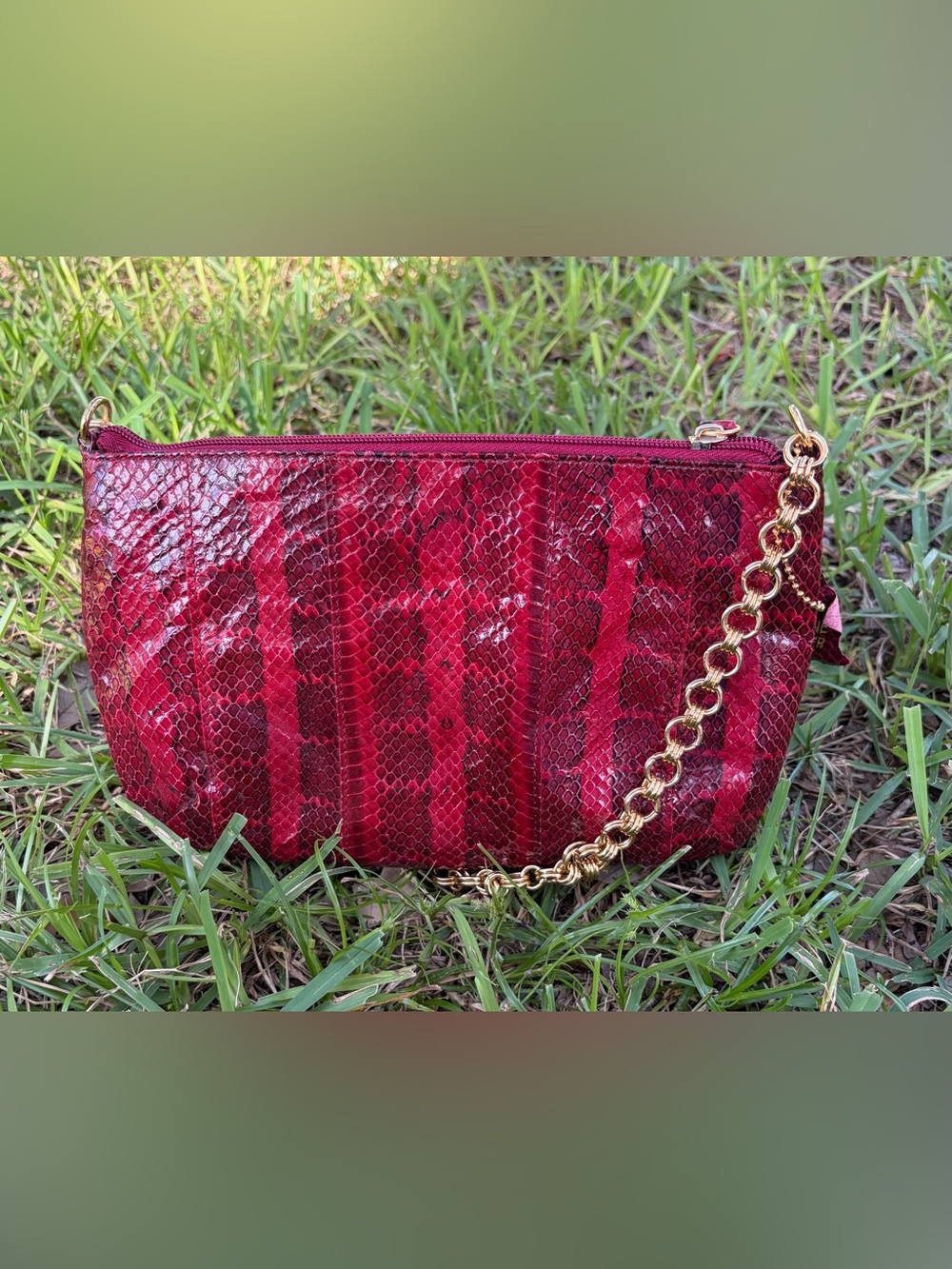 Vintage Bloomingdale's Red Snake-Pattern Purse